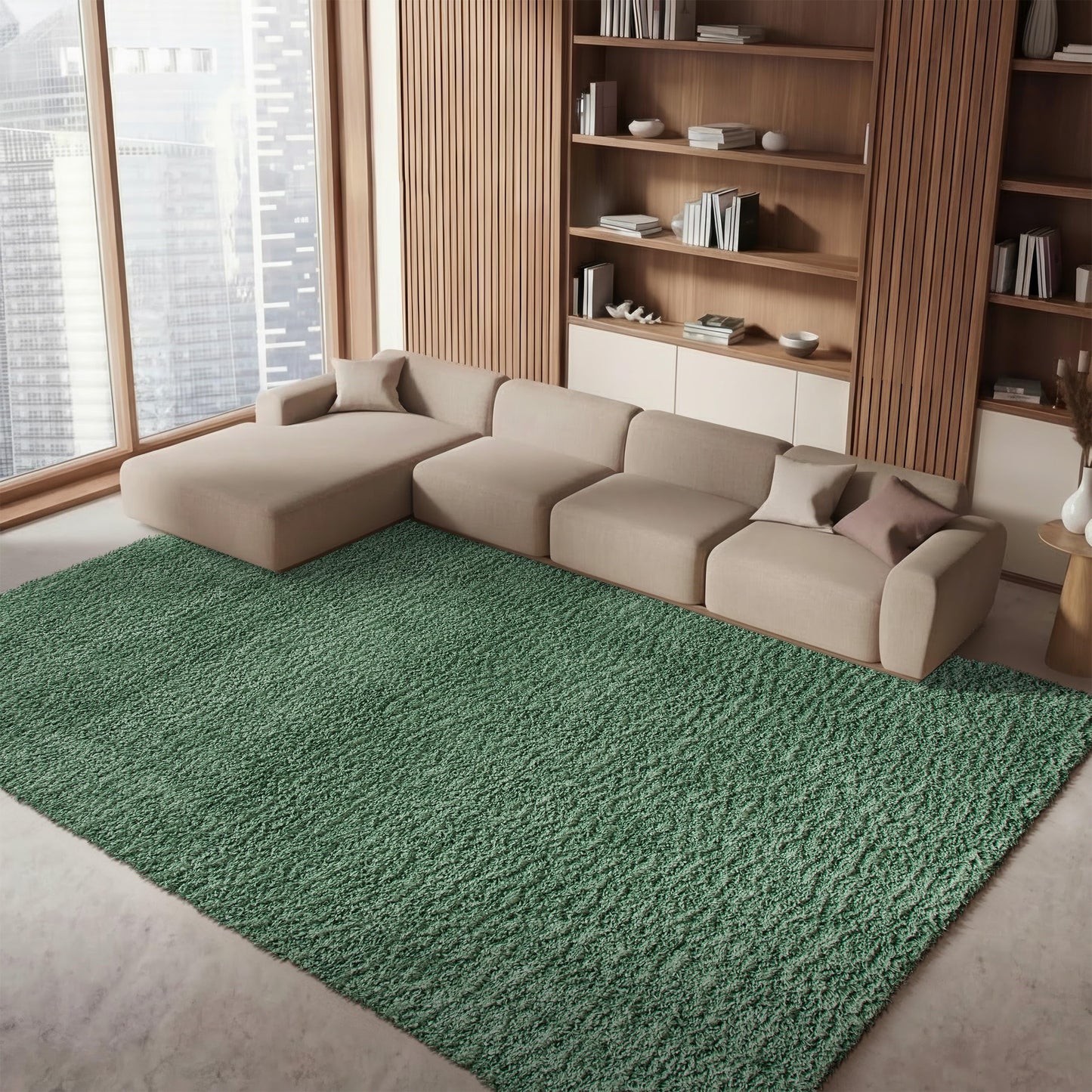 SAFAVIEH August Shag Collection Area Rug - 10' x 14', Green, Solid Design, Non-Shedding & Easy Care, 1.5-inch Thick Ideal for High Traffic Areas in Living Room, Bedroom (AUG200Y)