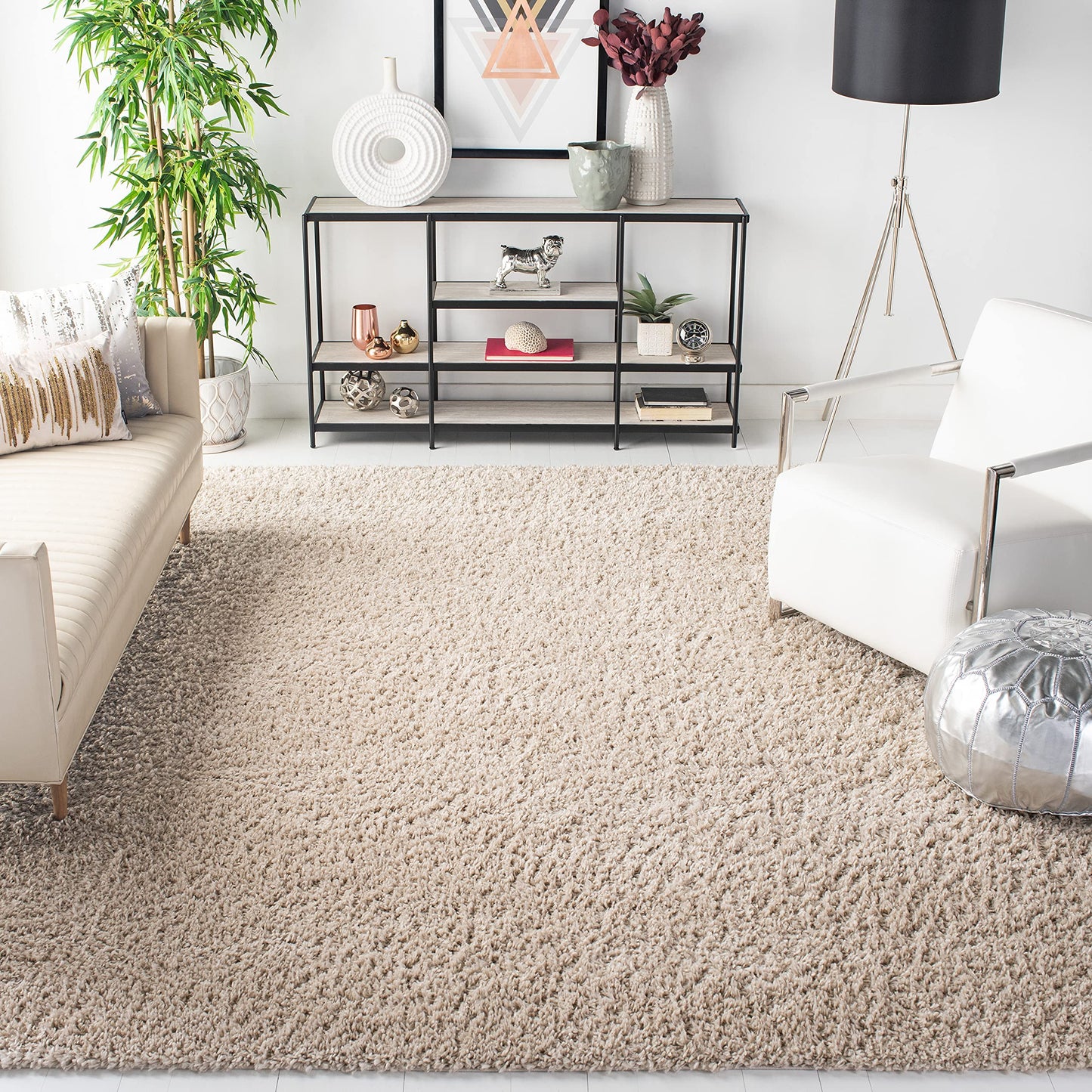 SAFAVIEH August Shag Collection Area Rug - 10' x 14', Green, Solid Design, Non-Shedding & Easy Care, 1.5-inch Thick Ideal for High Traffic Areas in Living Room, Bedroom (AUG200Y)