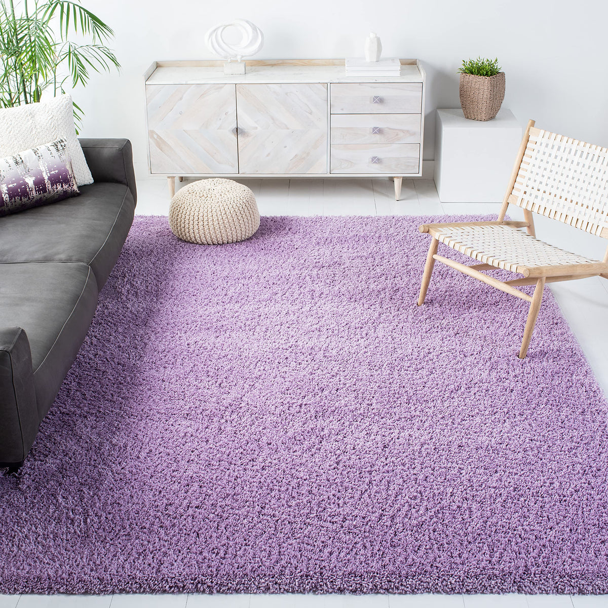 SAFAVIEH California Shag Collection Area Rug - 8' x 10', Ivory, Non-Shedding & Easy to Clean, Ultra Plush Thick Pile, Ideal for Living Room, Bedroom, Dining Space (SG151-1212)