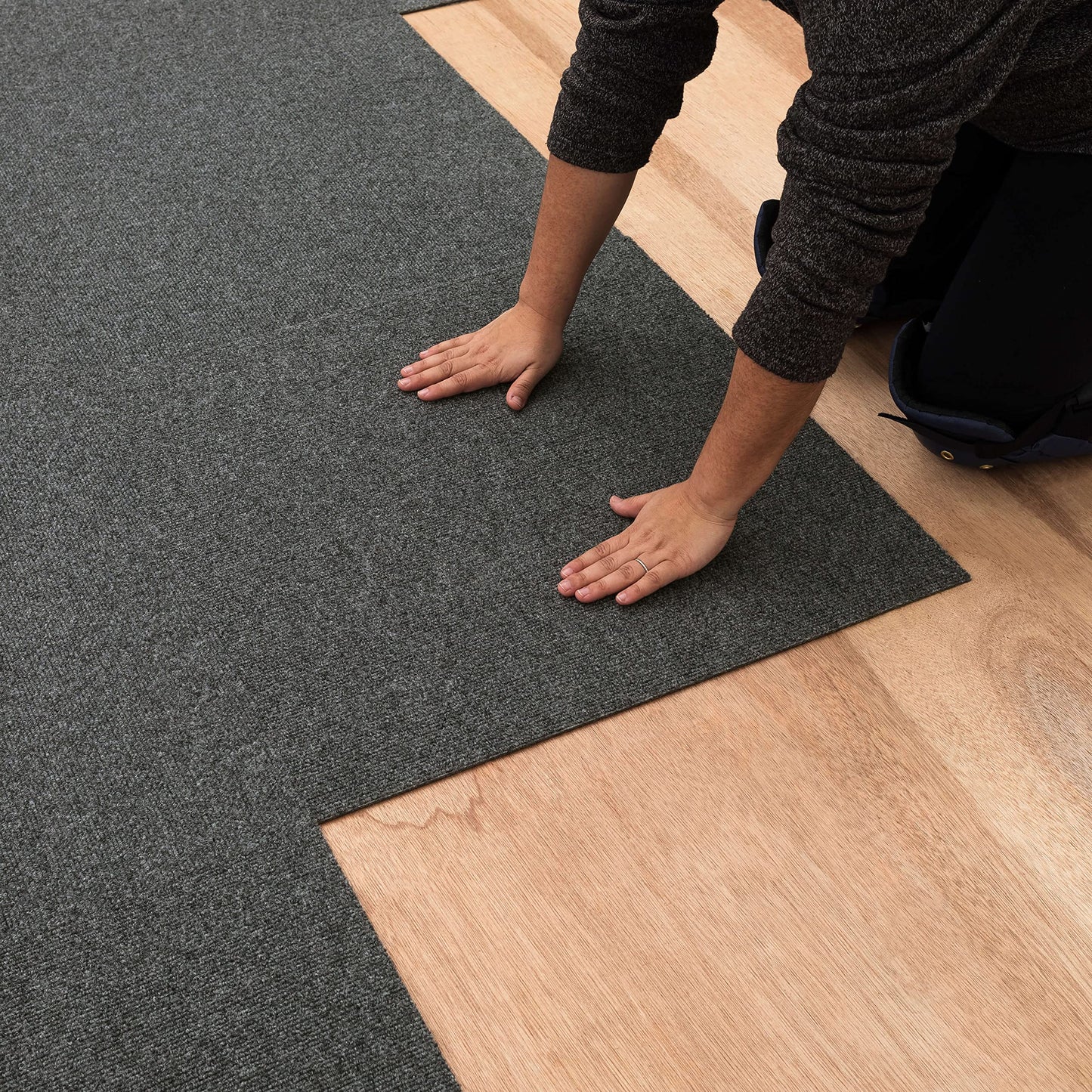 Mohawk Home 24" x 24" Indoor/Outdoor 0.25" Pile Height, Peel and Stick Carpet Tile, Grey Polyester, (15 Tiles) (60 sqft/Box)