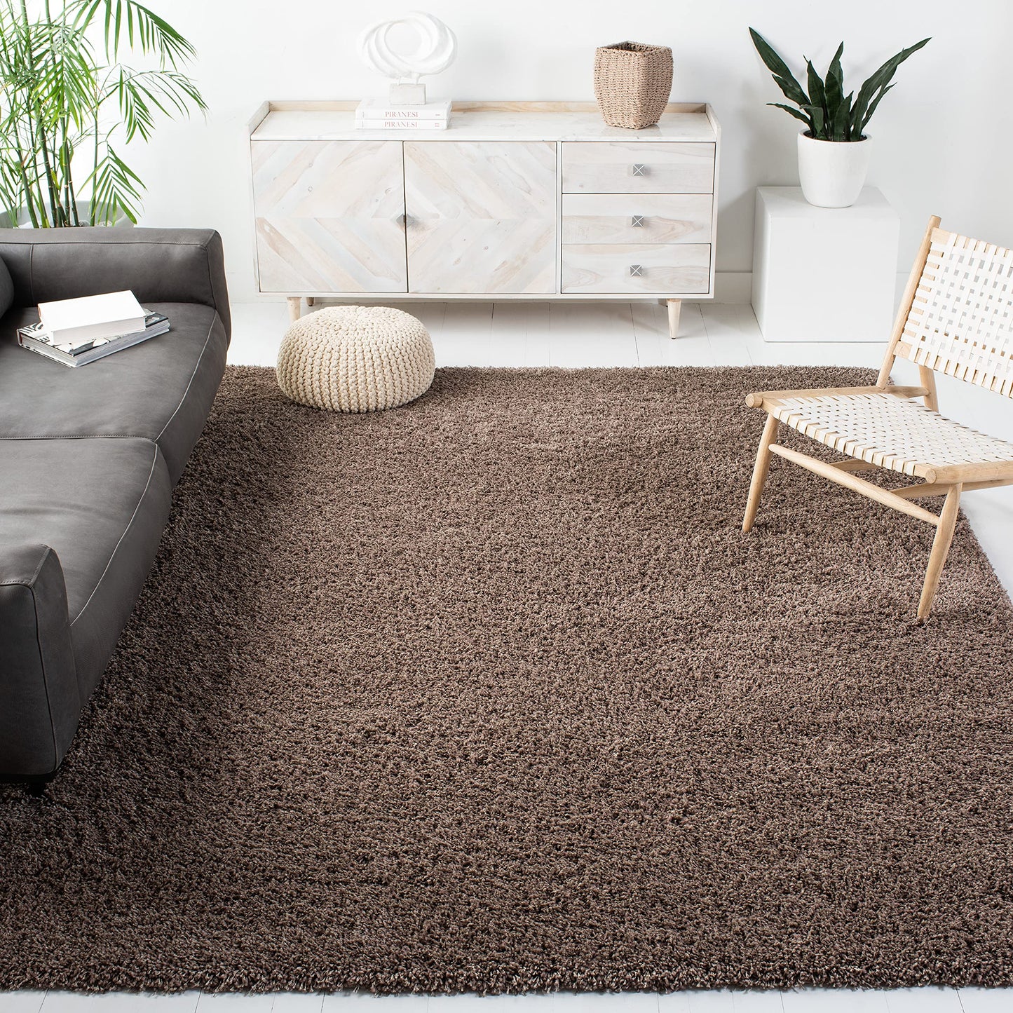 SAFAVIEH California Shag Collection Area Rug - 8' x 10', Ivory, Non-Shedding & Easy to Clean, Ultra Plush Thick Pile, Ideal for Living Room, Bedroom, Dining Space (SG151-1212)