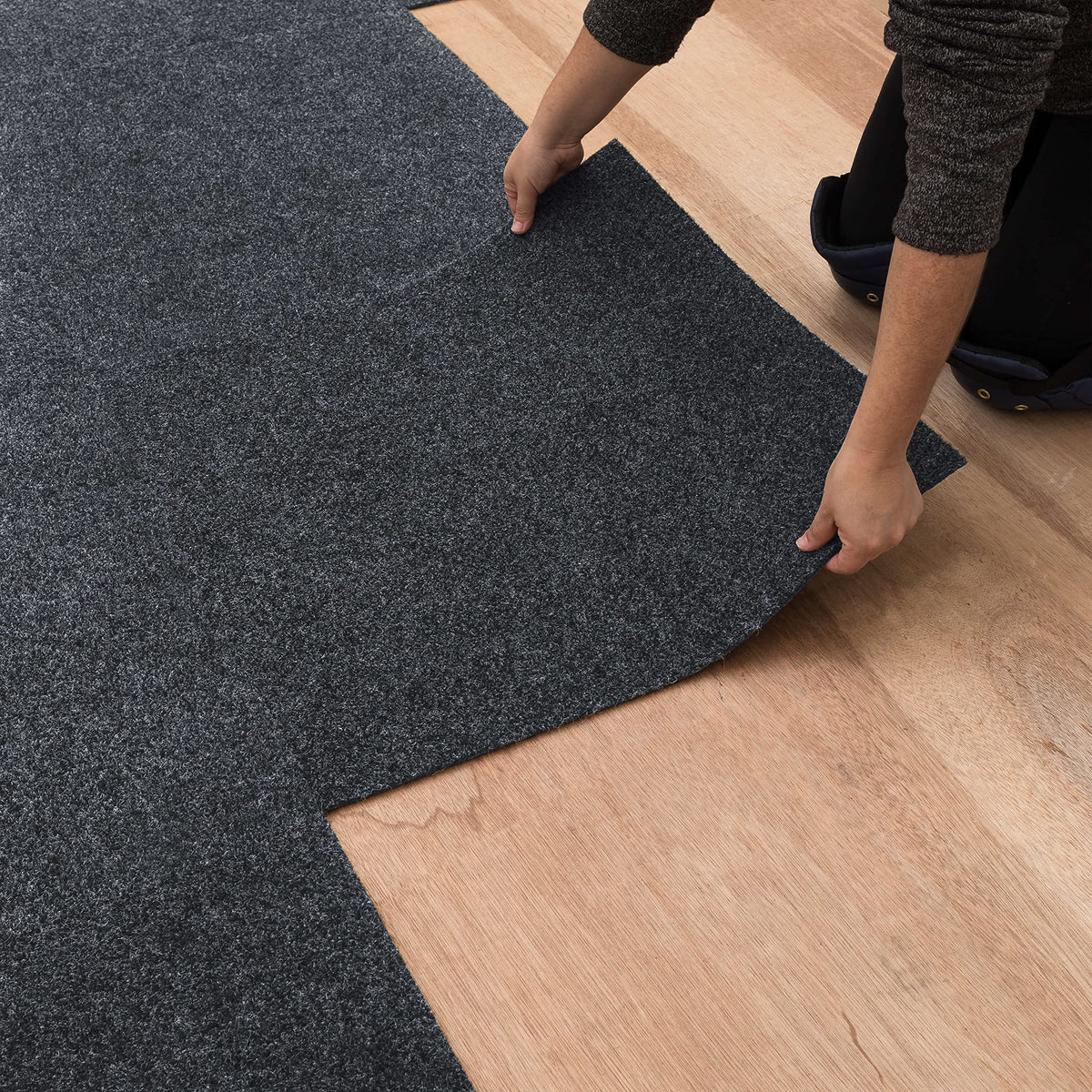 Mohawk Home 24" x 24" Indoor/Outdoor 0.25" Pile Height, Peel and Stick Carpet Tile, Grey Polyester, (15 Tiles) (60 sqft/Box)