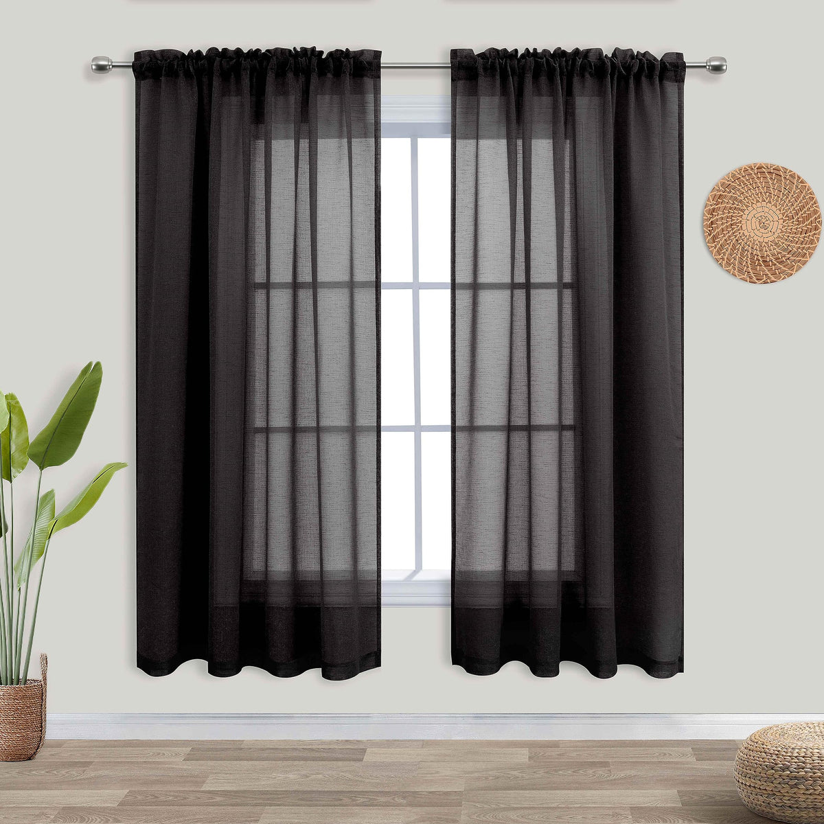 KOUFALL White Sheer Curtains 84 Inches Long 2 Panels,Gauze Cheese Cloth Linen Look Rod Pocket Flowy See Through Curtains for Living Room Bedroom