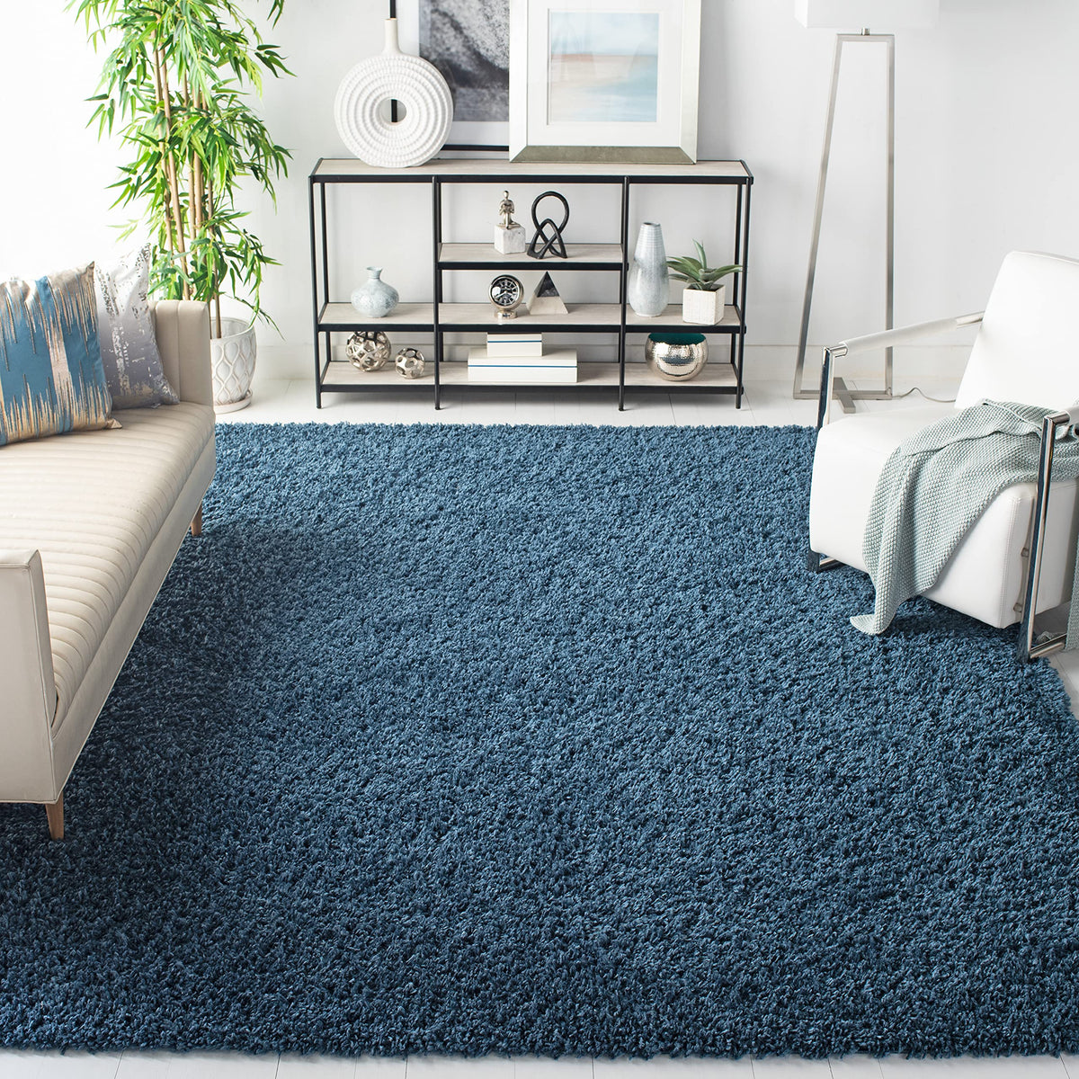 SAFAVIEH August Shag Collection Area Rug - 10' x 14', Green, Solid Design, Non-Shedding & Easy Care, 1.5-inch Thick Ideal for High Traffic Areas in Living Room, Bedroom (AUG200Y)