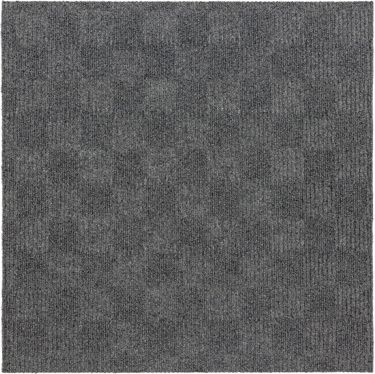 Mohawk Home 24" x 24" Indoor/Outdoor 0.25" Pile Height, Peel and Stick Carpet Tile, Grey Polyester, (15 Tiles) (60 sqft/Box)
