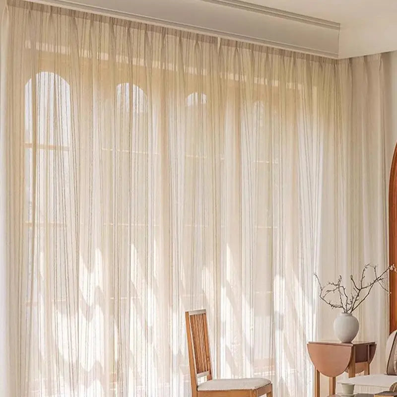 French Dream Gauze Curtain, 1 Count Transparent & Non-transparent Curtain, High-end Light Luxury Curtain & Screen Decoration Items for Home Living Room Bedroom Interior Decorations