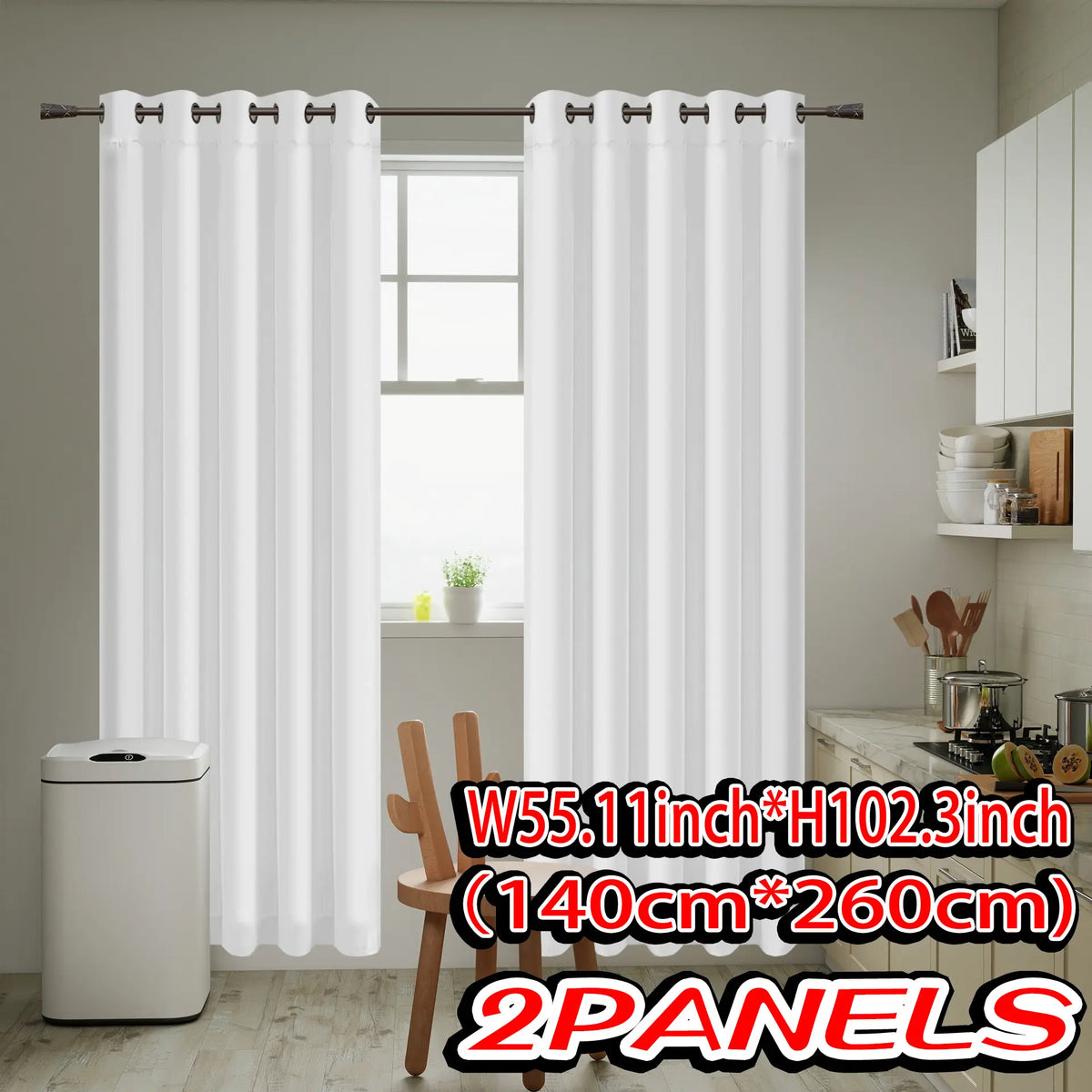 2-piece set of white breathable phantom gauze curtains, non transparent privacy filter curtains, top perforated hanging, sheer texture curtains, semi transparent curtains, suitable for bedrooms, kitchens, bathrooms, Curtain Panels