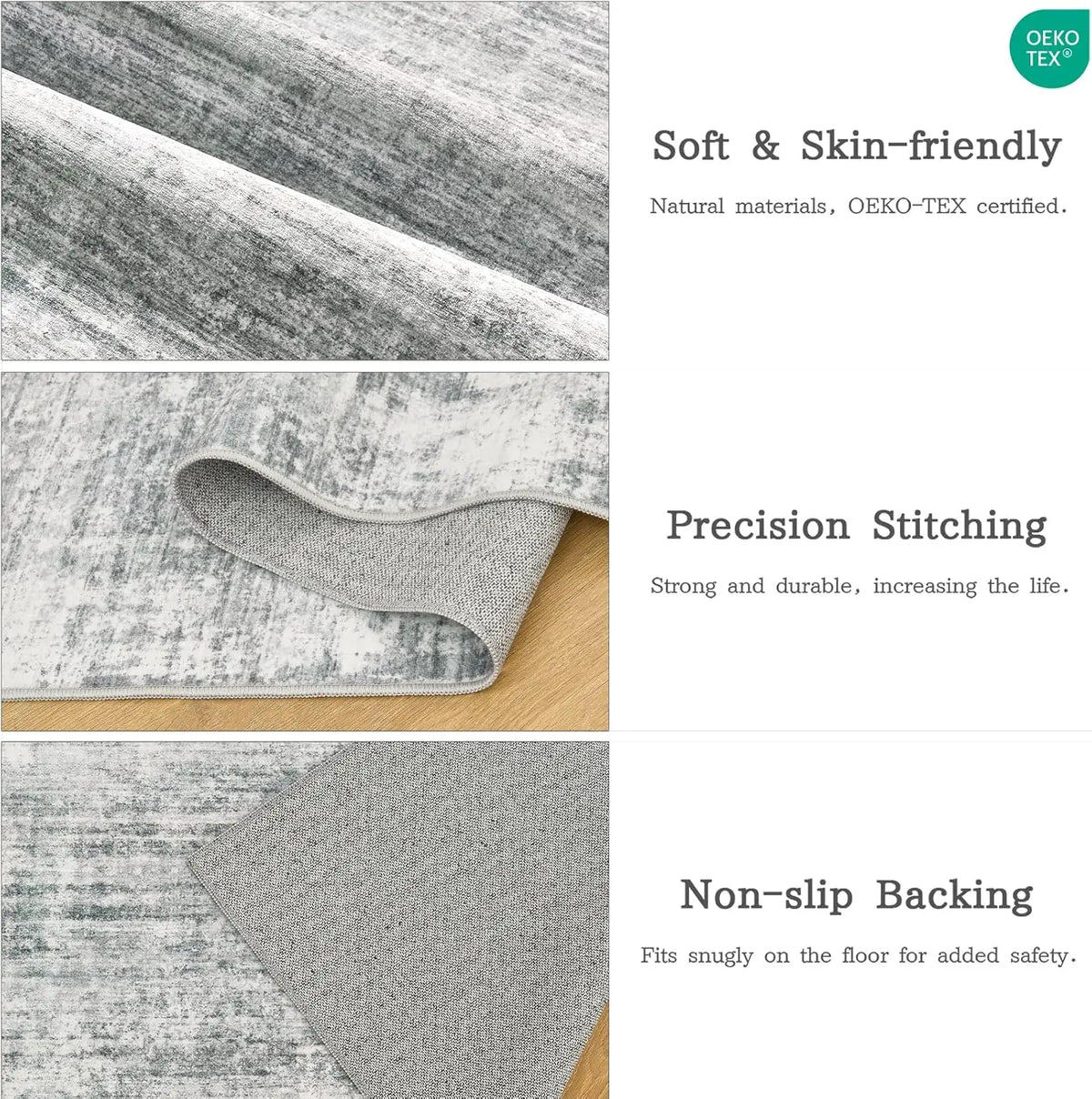 Art&Tuft Washable Abstract Artwork Indoor Area Rug - Non-Slip Backing, Stain Resistant, Soft Monochrome Non-White Rug for Living Room, Bedroom, Artwork Area Rugs, Abstract Area Rugs,back to school,dorm essentials,home decor,home essentials