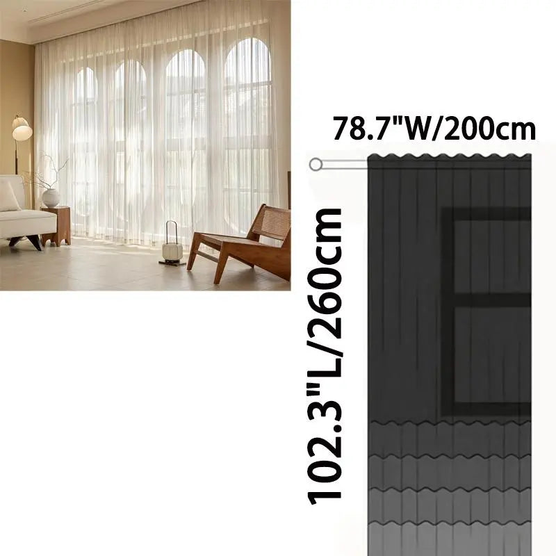 French Dream Gauze Curtain, 1 Count Transparent & Non-transparent Curtain, High-end Light Luxury Curtain & Screen Decoration Items for Home Living Room Bedroom Interior Decorations