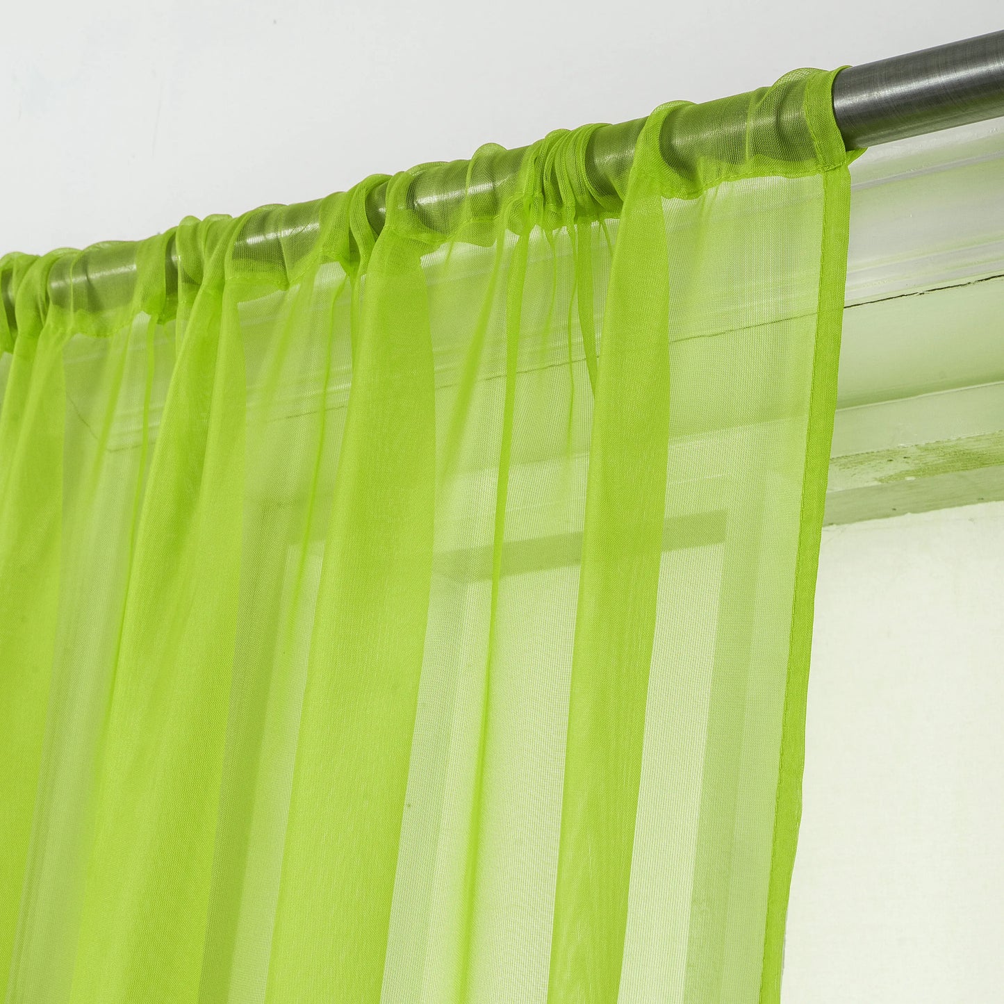 Set of Two Sheer Voile Window Curtain Panels Rod Pocket - All Sizes - Many Colors