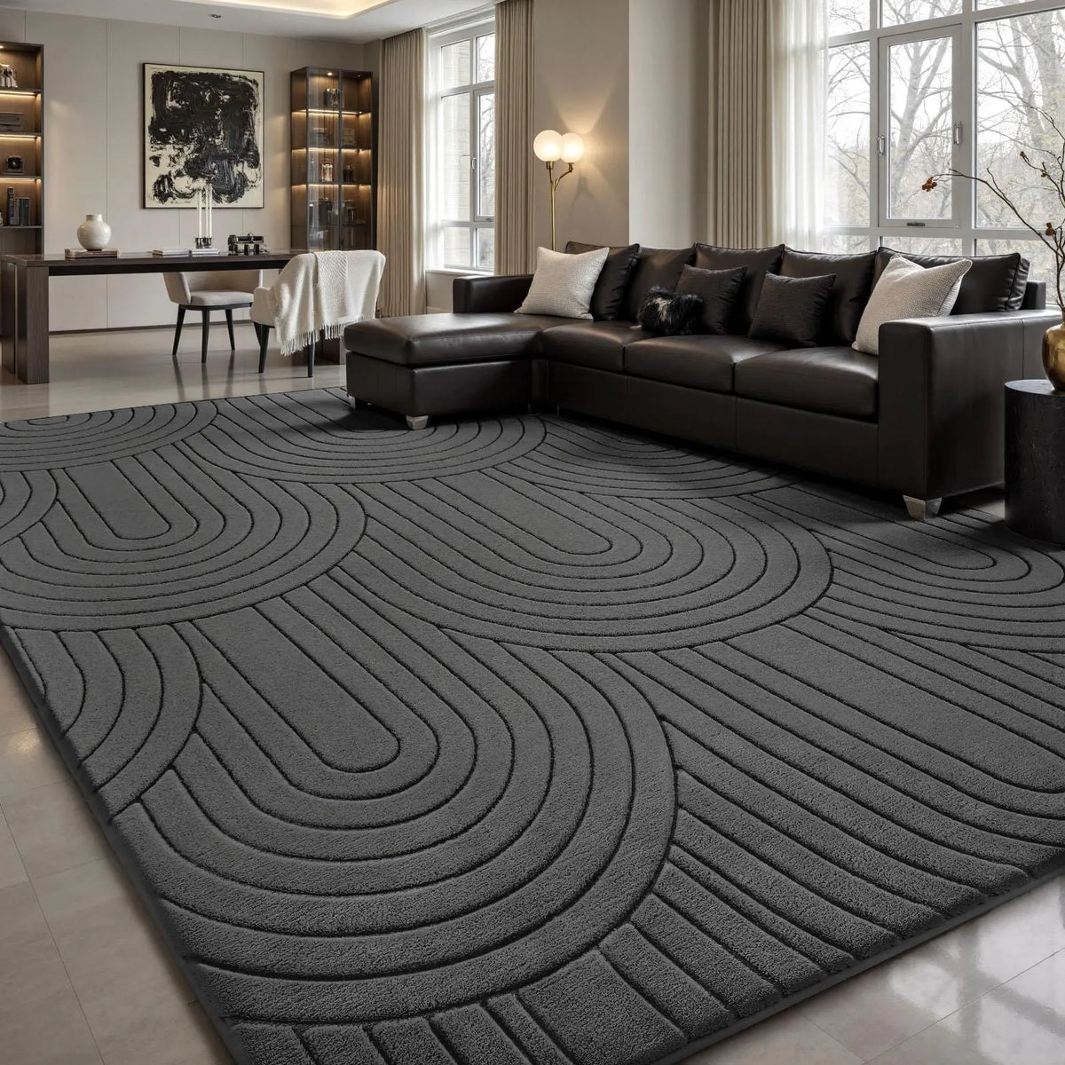 FAMVAL Pet Friendly Fluffy Area Rug, Soft Thick Modern Geometric Tree Ring Jacquard Carpet for Living Room Bedroom Dorm Kids Room summerwins,back to school,dorm essentials,home decor,home essentials