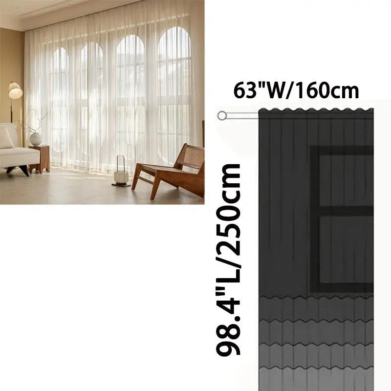 French Dream Gauze Curtain, 1 Count Transparent & Non-transparent Curtain, High-end Light Luxury Curtain & Screen Decoration Items for Home Living Room Bedroom Interior Decorations