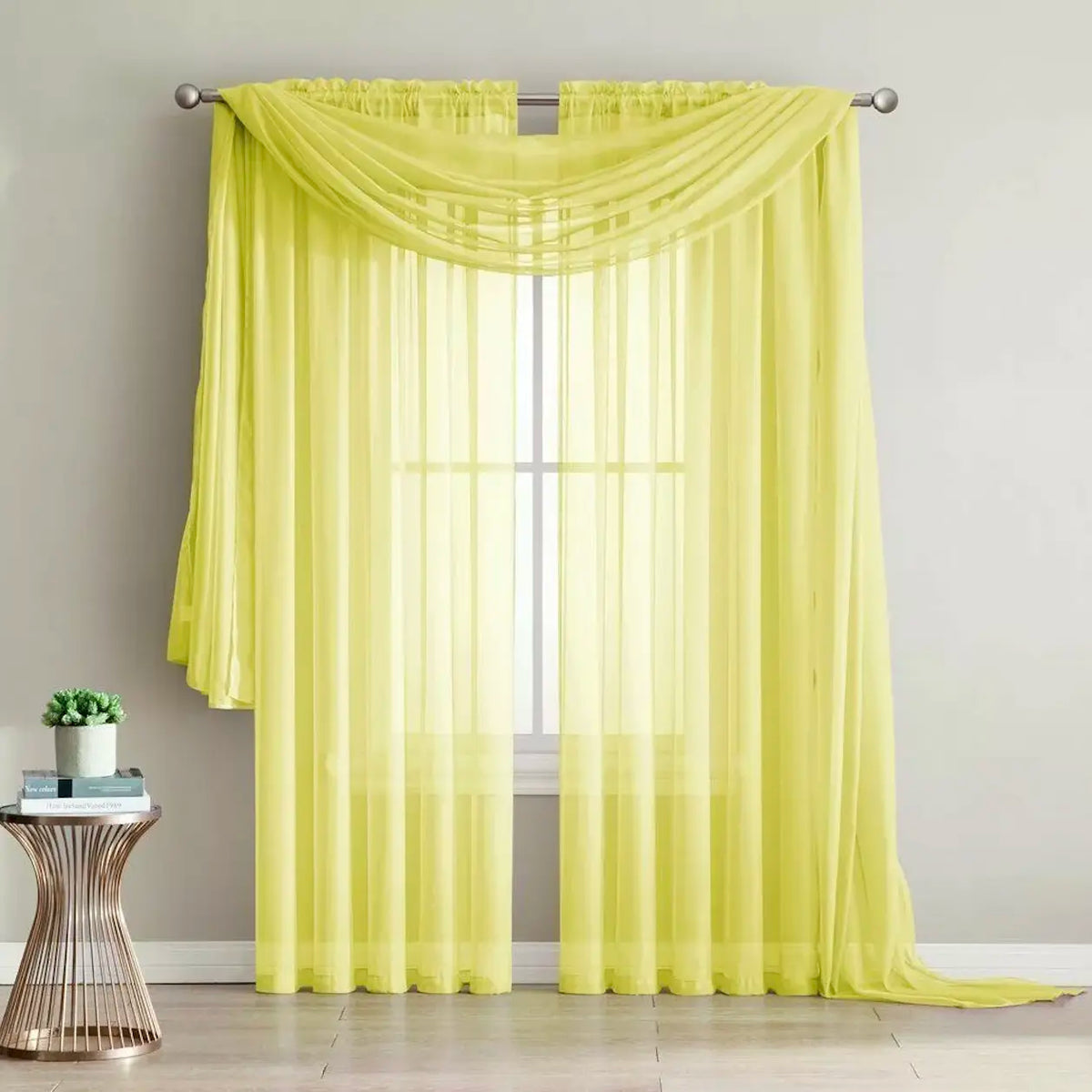 Set of Two Sheer Voile Window Curtain Panels Rod Pocket - All Sizes - Many Colors