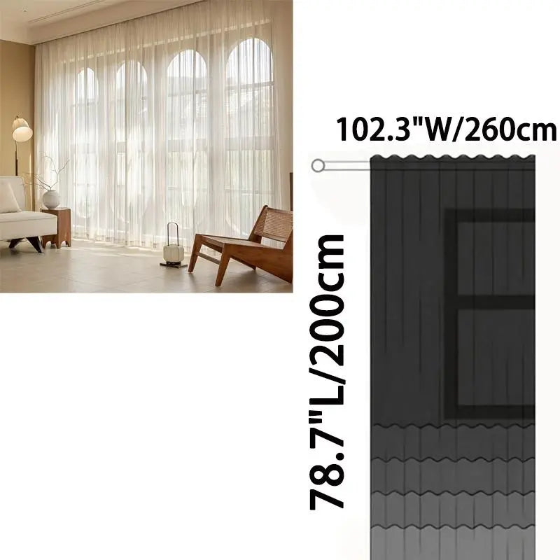 French Dream Gauze Curtain, 1 Count Transparent & Non-transparent Curtain, High-end Light Luxury Curtain & Screen Decoration Items for Home Living Room Bedroom Interior Decorations