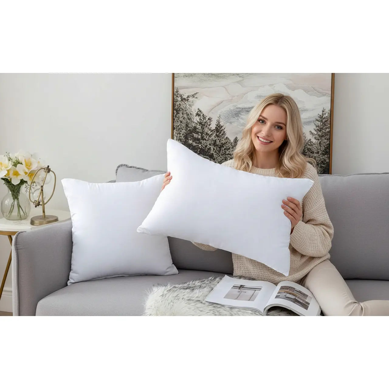 Throw pillow Inserts, size 12x20, 18x18, 20x20, 22x22 inch options