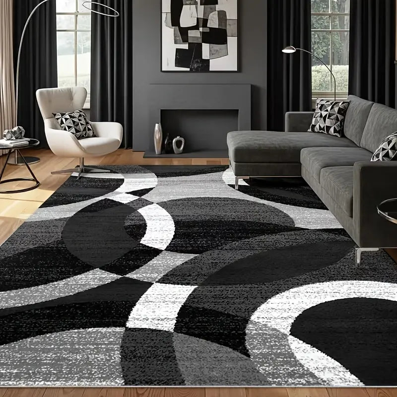 Gradient-patterned overlapping circles living room rug, velvet print, soft and comfortable, slip-resistant and durable, machine washable, suitable for bedrooms, living rooms, dorm rooms, small apartments, dining rooms, entryway mats, and home decor rugs