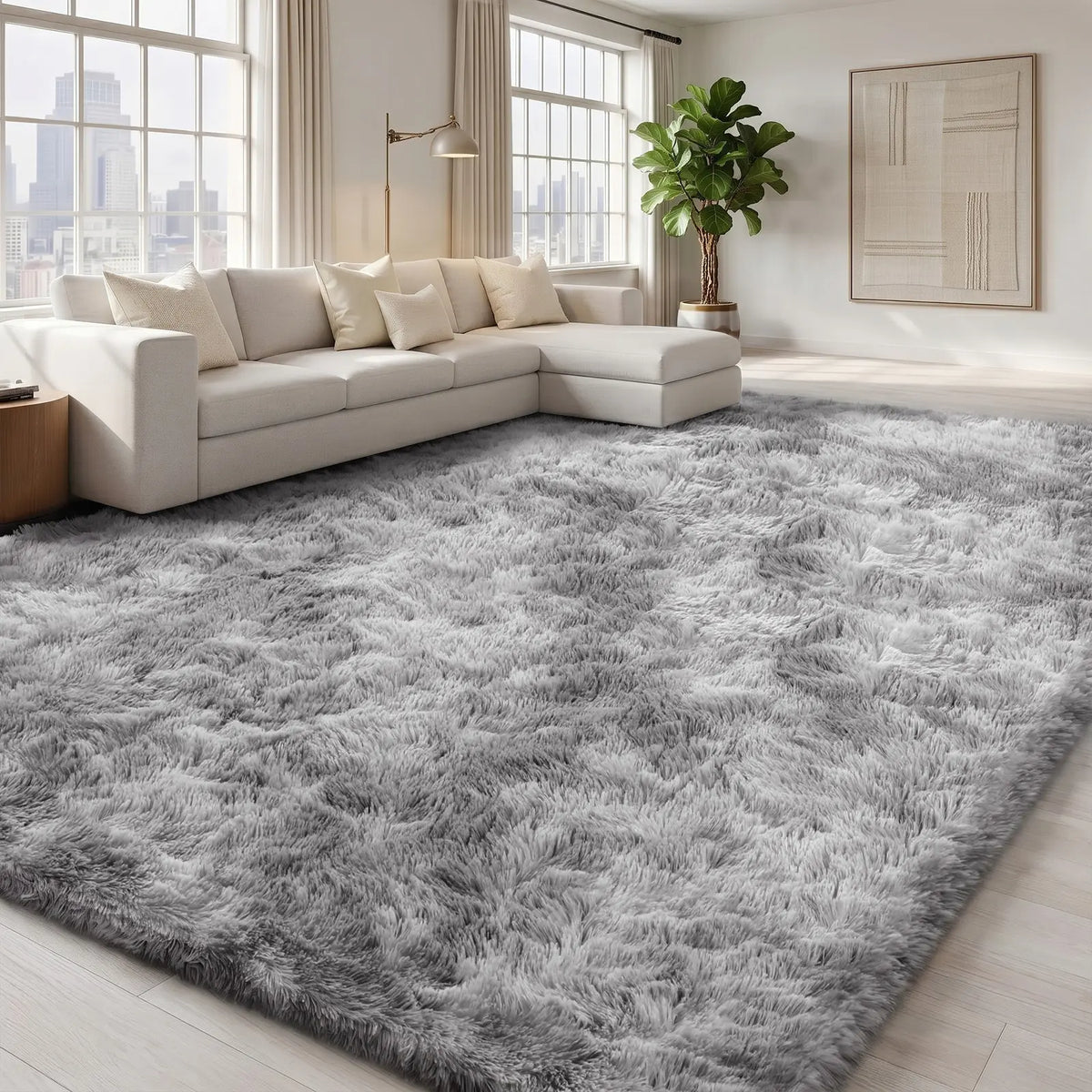 FAMVAL Large Fluffy Rug for Bedroom and Living Room, Long Plush Soft Area Rug with Non-Slip Backing, Modern Cozy Rug for Dorm Apartment Kids Room summerwins,back to school,dorm essentials,home decor,home essentials