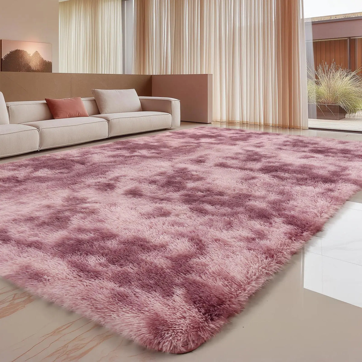 FAMVAL Large Fluffy Rug for Bedroom and Living Room, Long Plush Soft Area Rug with Non-Slip Backing, Modern Cozy Rug for Dorm Apartment Kids Room summerwins,back to school,dorm essentials,home decor,home essentials
