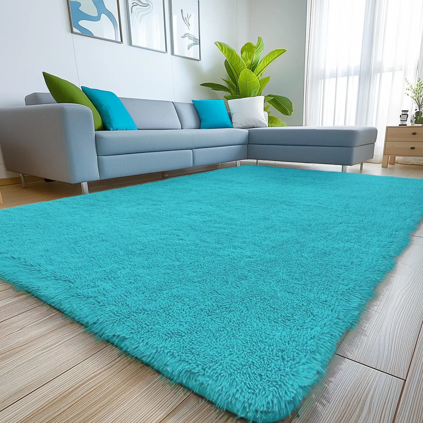 FAMVAL Large Fluffy Rug for Bedroom and Living Room, Long Plush Soft Area Rug with Non-Slip Backing, Modern Cozy Rug for Dorm Apartment Kids Room summerwins,back to school,dorm essentials,home decor,home essentials